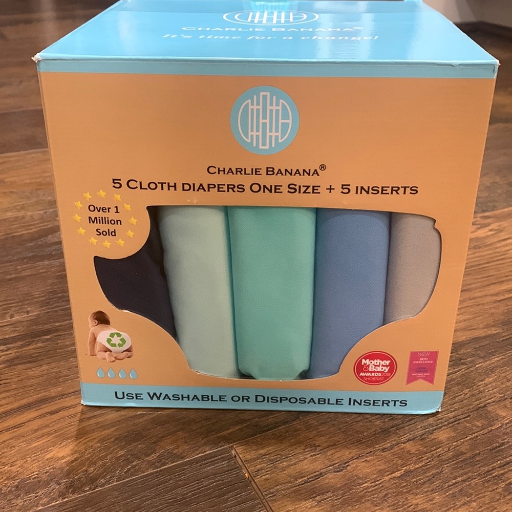 Charlie Banana Cloth Diapers — 5 Cloth Diapers (one size) + 5 Inserts